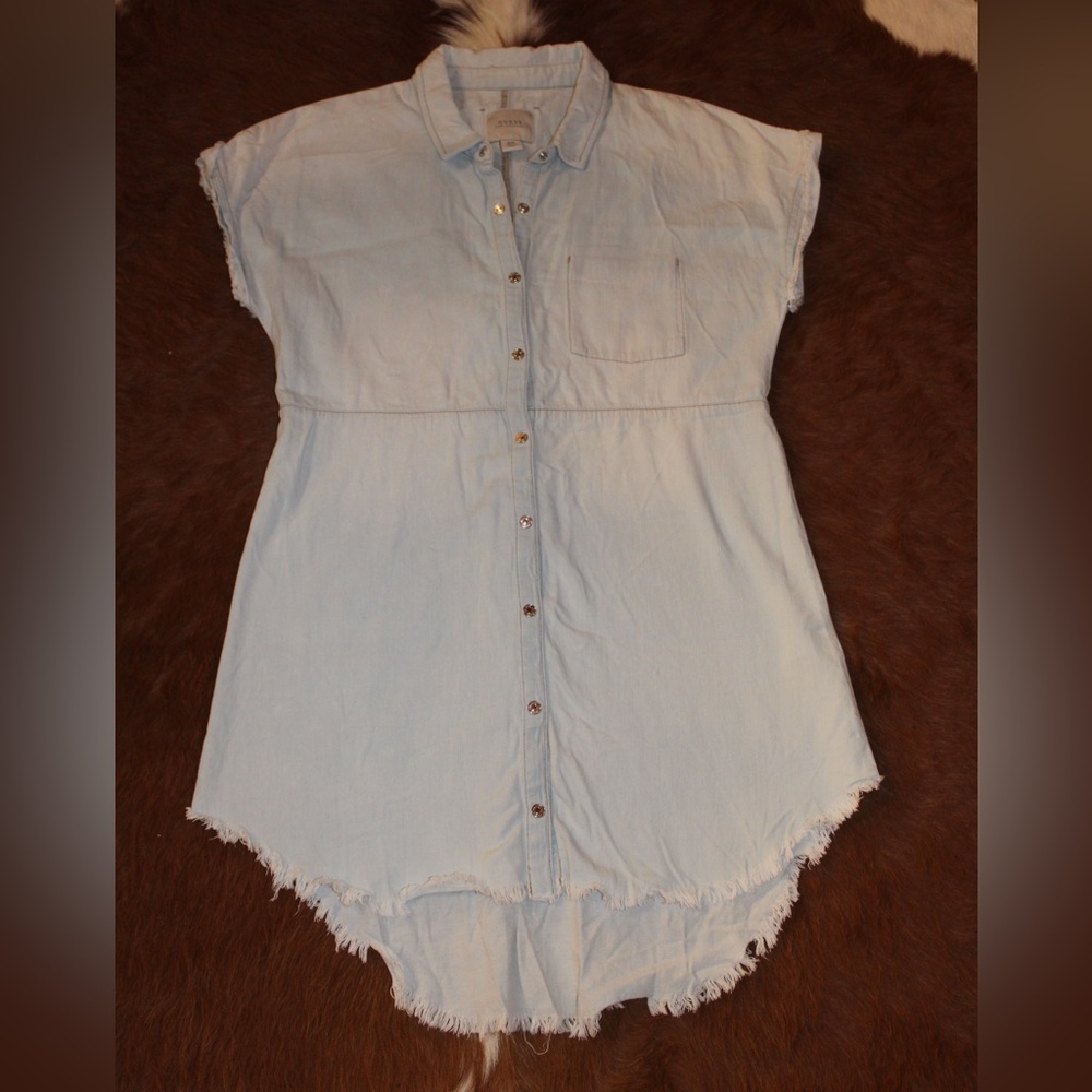 GUESS Light Blue Denim Shirt Dress